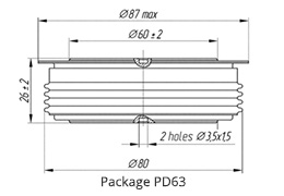 Розміри силового випрямного діода Д163-2500