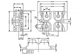 Однопозиційний тиристорний модуль MCO25-16IO1 креслення