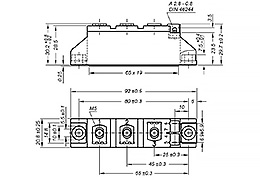 Двопозиційний тиристорний модуль MCC26-16IO8B креслення