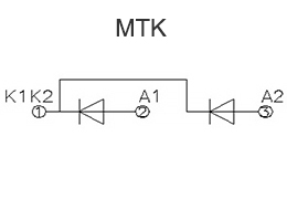 Схема підключення катодів (загальний катодний ланцюг) діодних модулів MDK