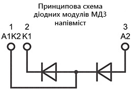 Схема підключення діодного модуля МД3-175-28-F