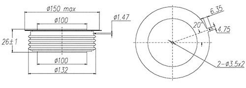 Розміри швидкодіючого тиристора КК4000-(25...30)
